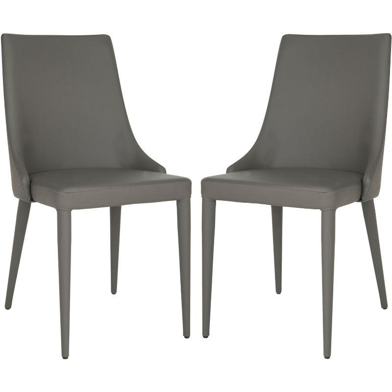 Summerset Gray PU Leather Upholstered Side Chairs with Metal Frame, Set of 2