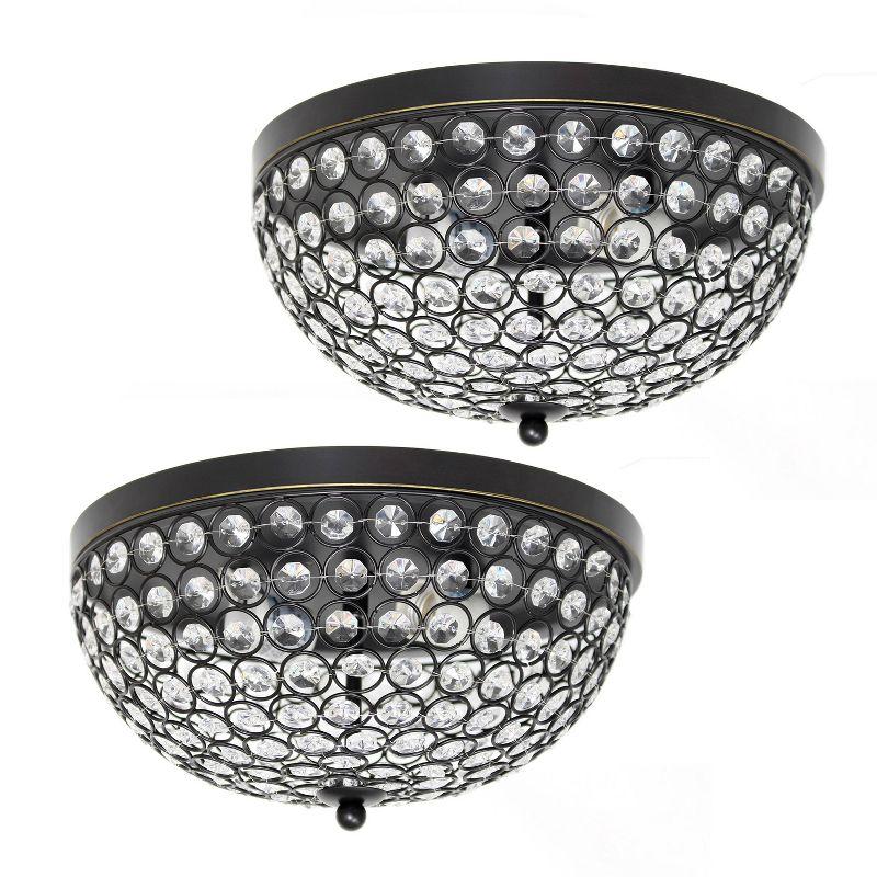 Set of 2 13" Elipse Crystal Flush Mount Ceiling Lights - Elegant Designs