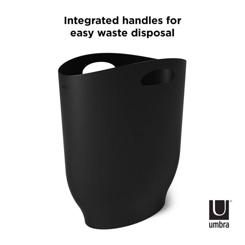 Umbra 2.4gal Harlo Indoor Trash Can Black: Small Size Bathroom Garbage Can, Polypropylene, Open Top, 13" Height