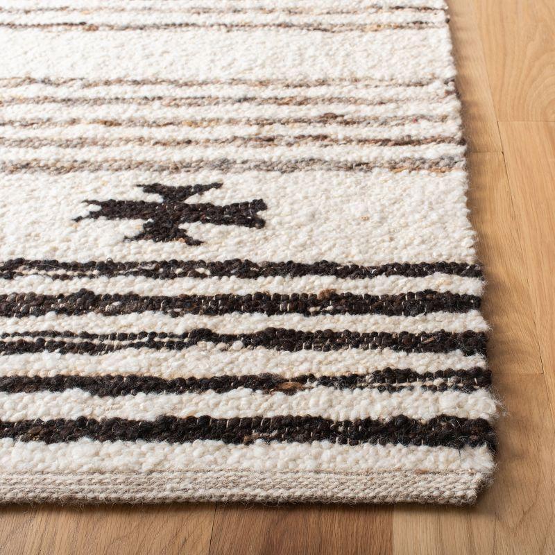 Casablanca Handwoven Black and Ivory Wool-Cotton 6' Square Rug