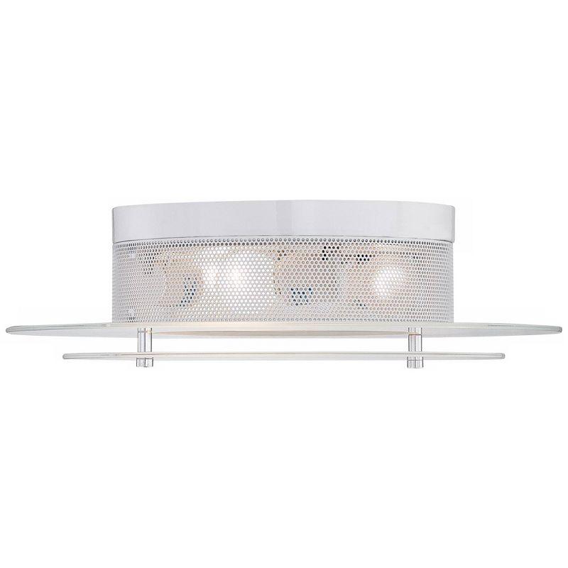 Possini Euro Design Modern Ceiling Light Flush Mount Fixture 15 3/4" Wide Gleaming White 3-Light 2-Tier Clear Frosted Glass for Bedroom Kitchen House