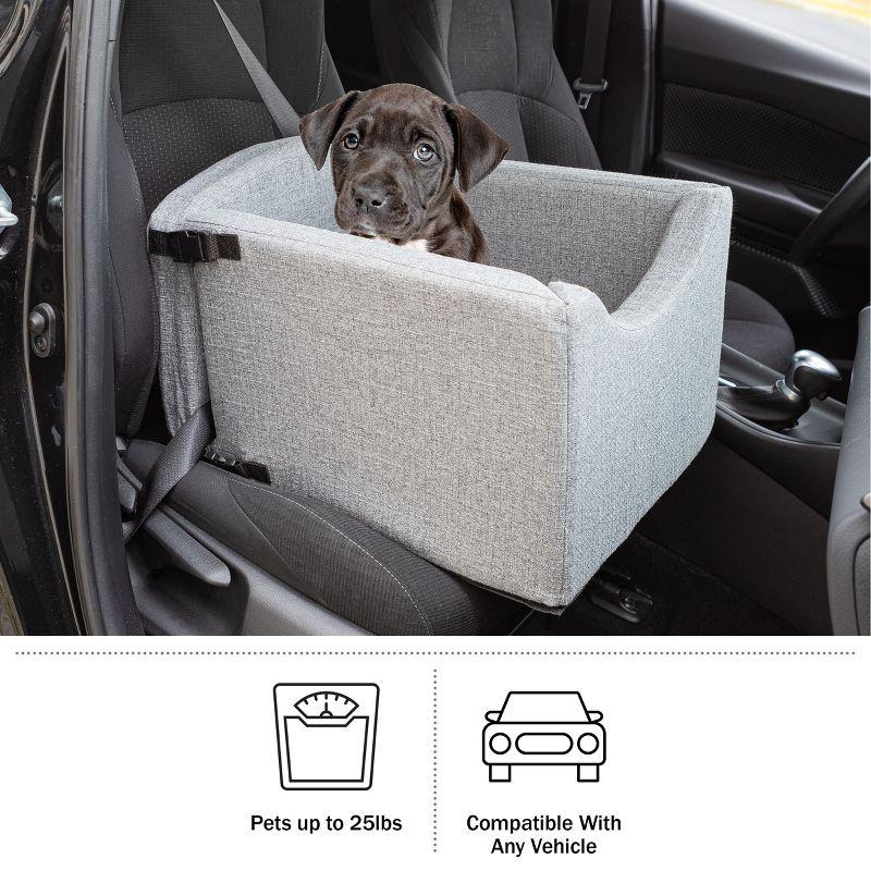 Gray Soft Sided Pet Car Seat with Safety Tether