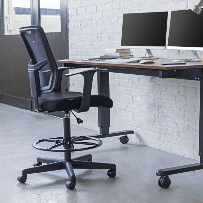 Stand Up Desk Store Sit to Stand Drafting Task Stool Chair for Standing Desks with Adjustable Footrest and Armrests