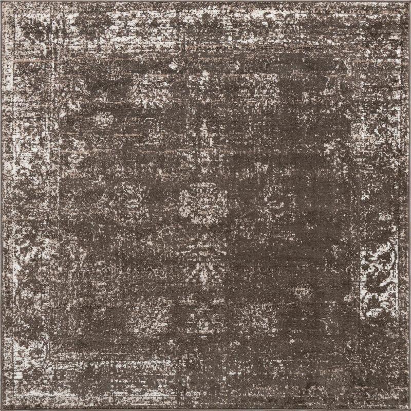 Casino Sofia 6' 1" Square Brown Indoor Easy-Care Rug