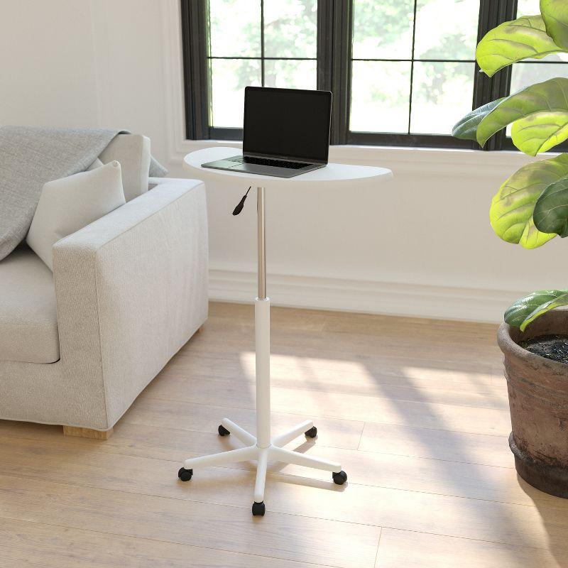 White Adjustable Mobile Laptop Desk with Casters