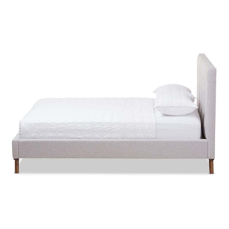 Valencia Mid Modern Fabric Platform Full Bed Gray - Baxton Studio: Upholstered Headboard, Tapered Legs