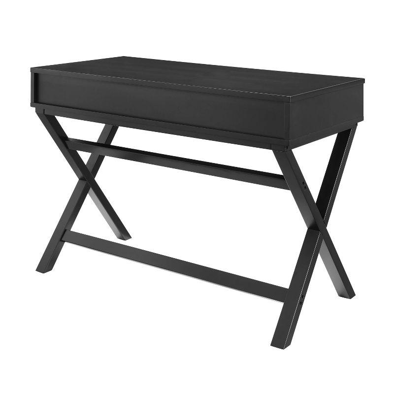 Penney Mid-Century Modern 2 Drawer Desk Black - Linon: Home Office Furniture, Pine Frame, MDF Surface