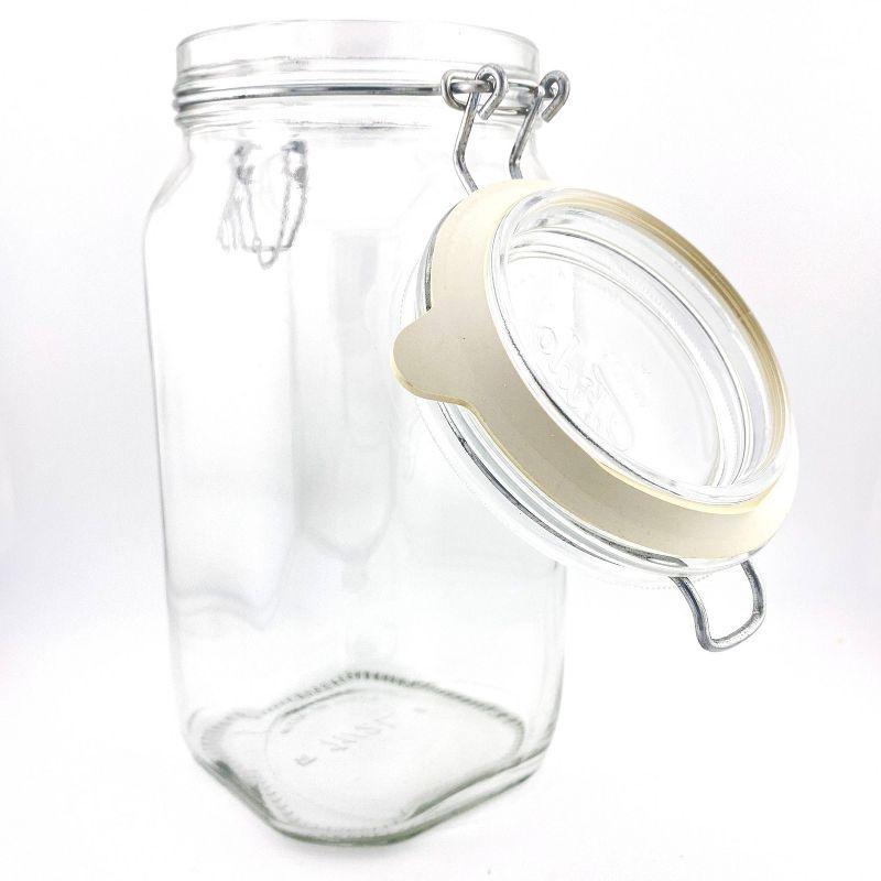 Bormioli Rocco Fido 50.75oz Glass Canning Jar: BPA-Free Clamp Jar, Hand Wash, Clear Glass, 3.4" Neck, 8.75" Height