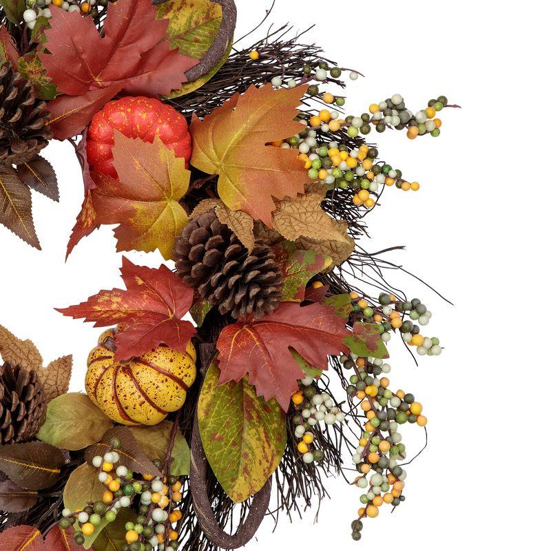 Northlight Sunflower, Pumpkin, Foliage and Pine Cone Fall Harvest Wreath - 24 inch, Unlit