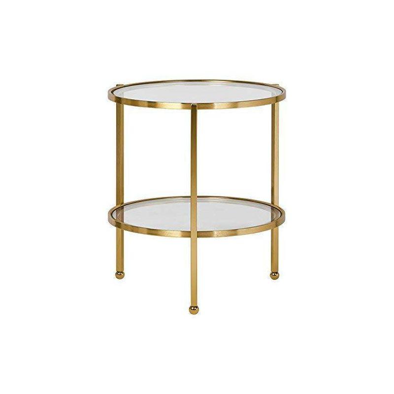 Adore Decor Addison 19.3" Round Glass & Gold Modern Side Table