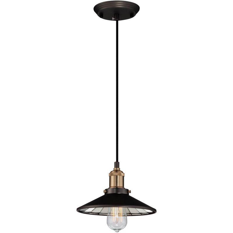 Emile 12" Bronze and Brass Mini Pendant with LED Edison Bulb