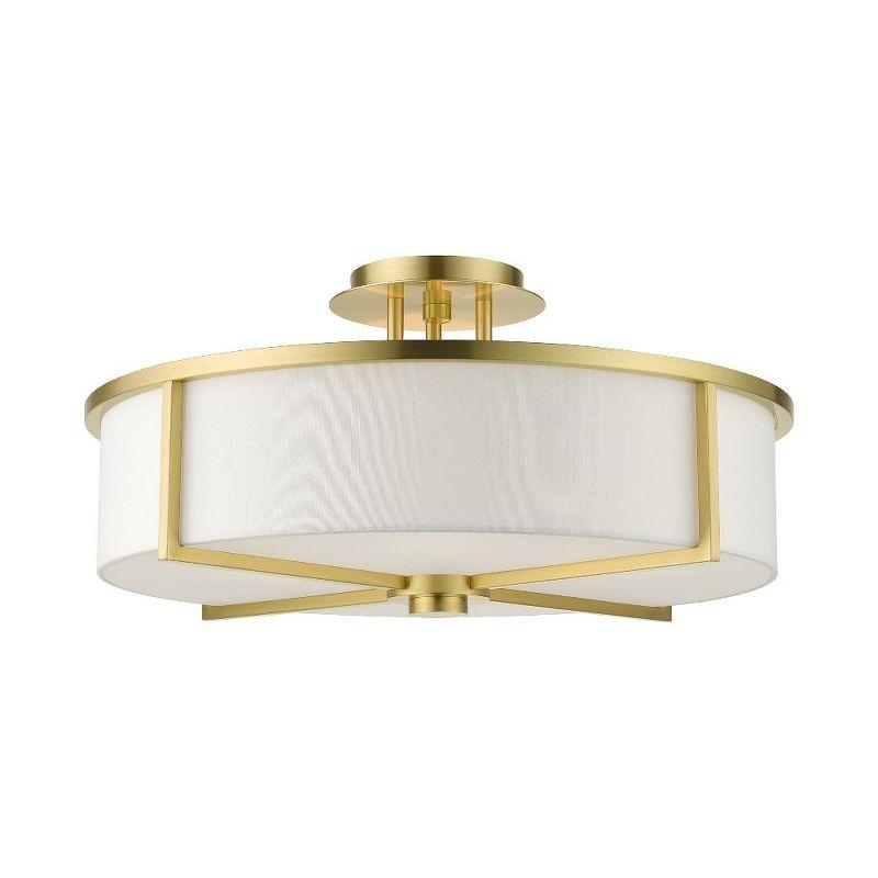 Contemporary Satin Brass 4-Light Indoor/Outdoor Drum Pendant