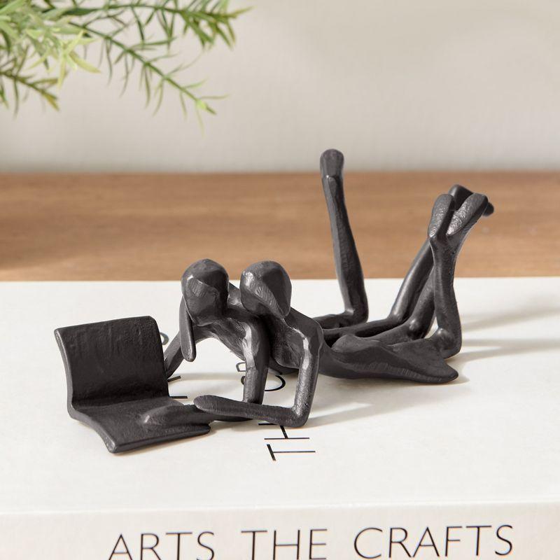 Danya B Brown Cast Iron Abstract Couple Reading Book Together Sculpture - Tabletop Figurine For Desks or Shelves