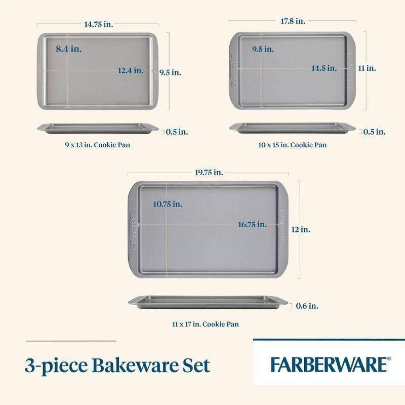 Farberware Gray Nonstick Aluminum 3-Piece Cookie Pan Set