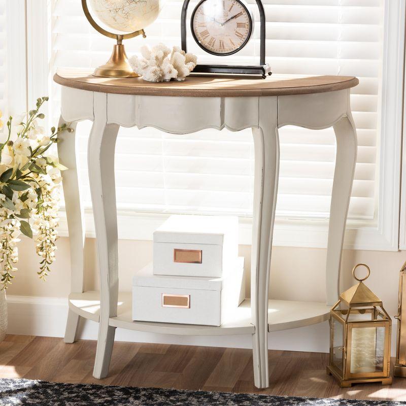 Cordelia Finished Console Table White - Baxton Studio: Country Cottage Farmhouse Design, Open Shelf Storage, Sabre Legs