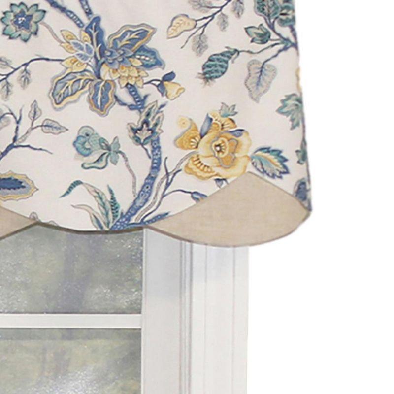 Floral Scalloped Rod Pocket Valance with Contrast Bottom