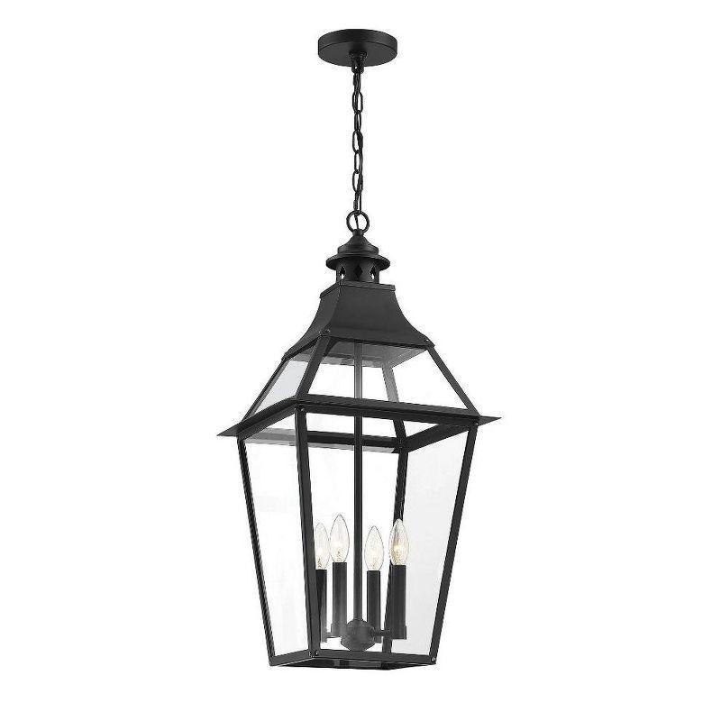 Jackson 4-Light Outdoor Hanging Lantern in Matte Black with Gold Highlights