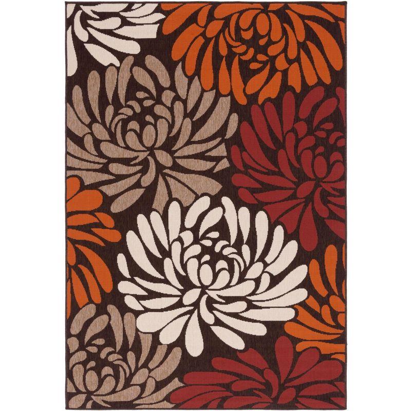 Multicolor Floral Synthetic 5' x 7' Easy-Care Area Rug