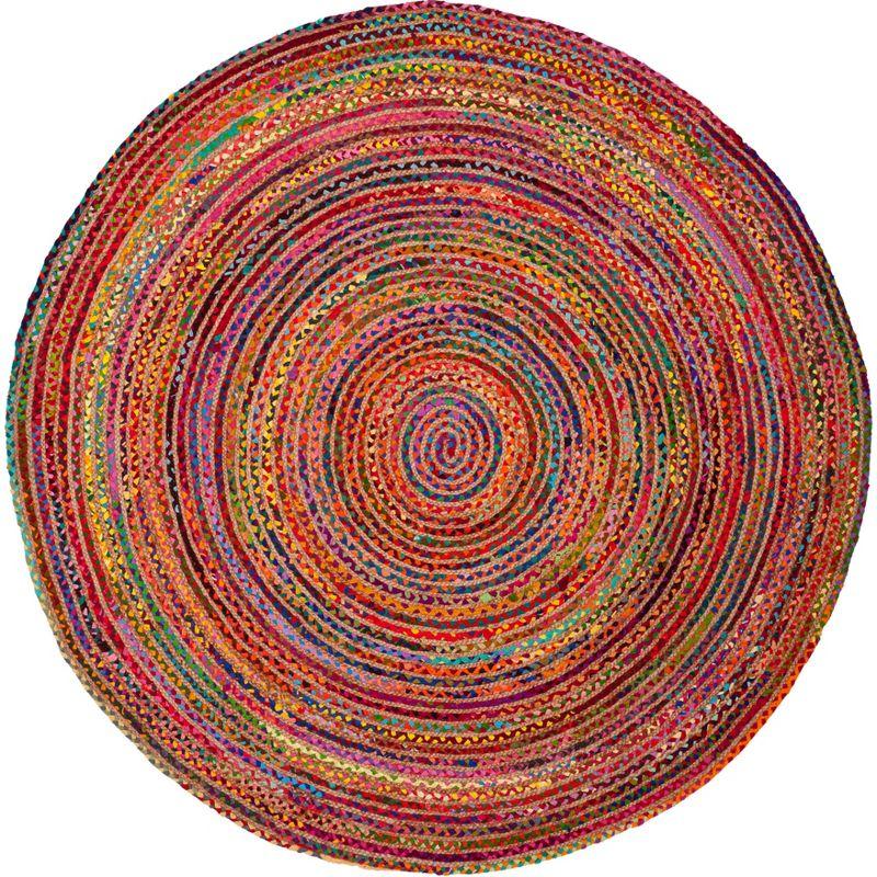 Cape Cod CAP202 Woven Indoor Area Rug - Red/Multi - 9'x9' Round - Safavieh