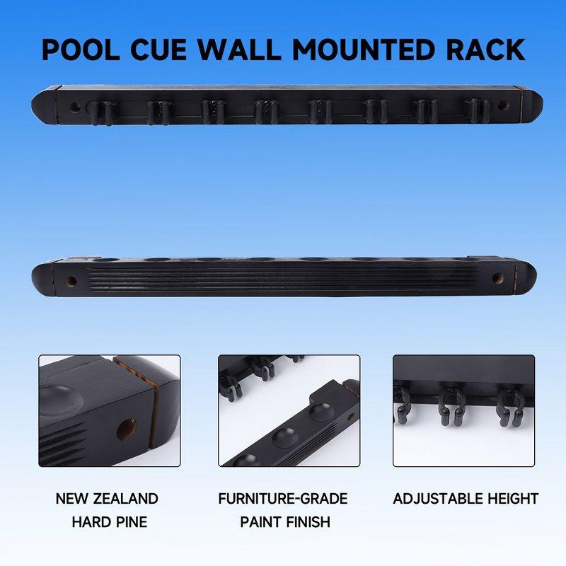 GSE Games & Sports Expert 2-Piece Billiard Pool Cue Stick Wall Mounted Rack, Holds 8 Pool Cue Stick