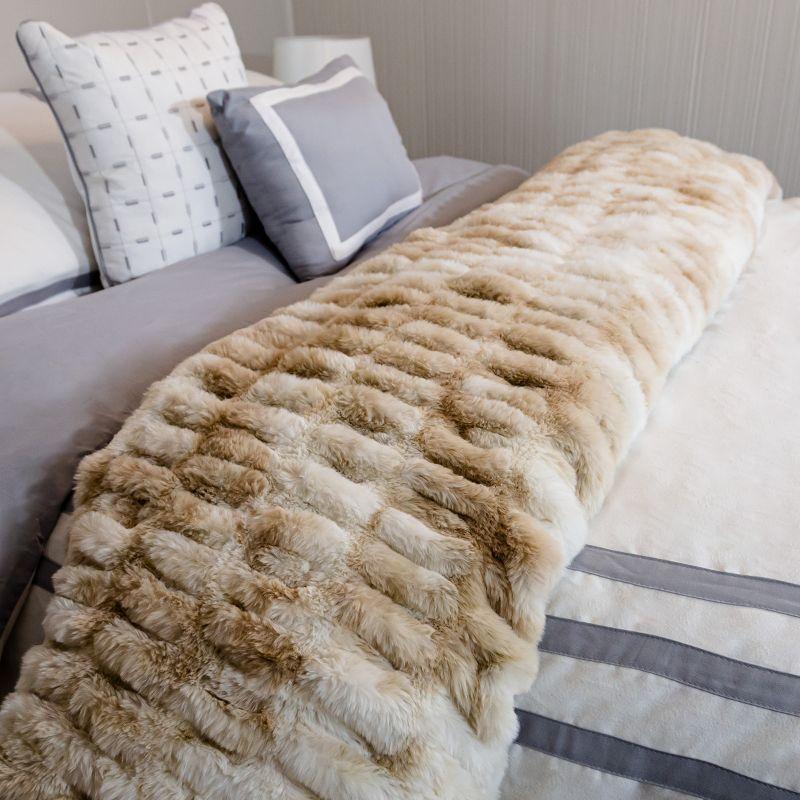 Cream Queen Ruched Faux Fur Machine Washable Blanket