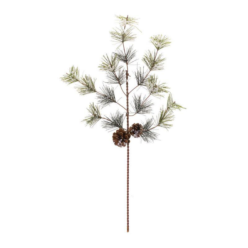 Winter Green and Brown PVC Pine Spray Set with Pinecones