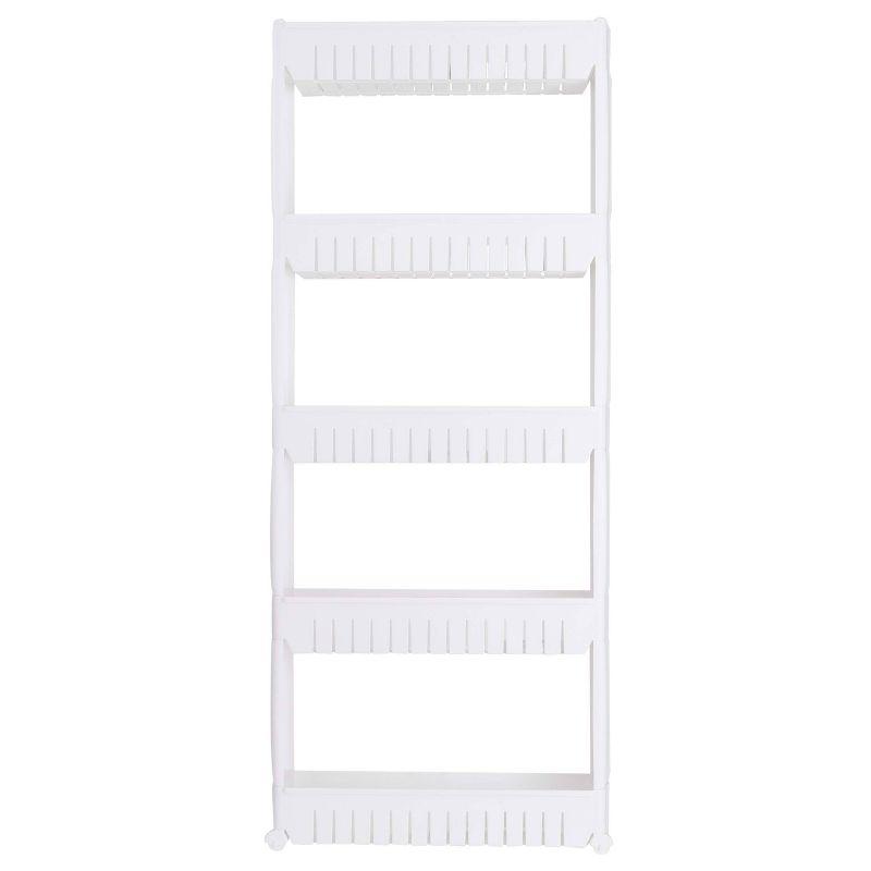 White 5-Tier Slim Slide Out Plastic Shelving Unit