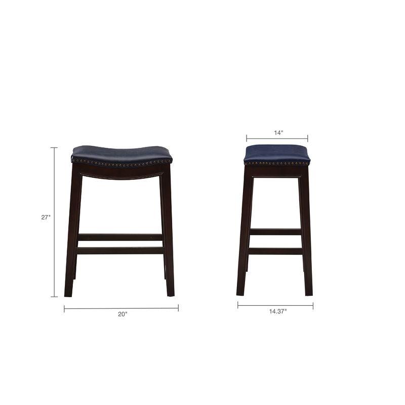 Westley Saddle Counter Height Barstool Navy: Madison Park, Upholstered, Wood Legs, 20" Wide