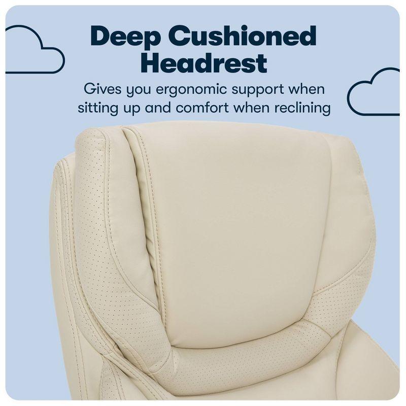 Big and Tall Executive Office Chair - Serta: Lumbar Support, Leather, Wood Finish