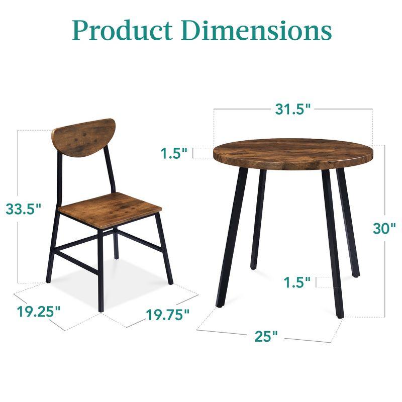 3-Piece Mid-Century Modern Round Dining Set w/ 2 Chairs, Angled Legs