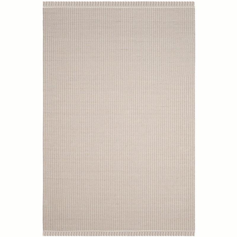 Coastal Charm Ivory and Grey Cotton 6' x 9' Handwoven Rug