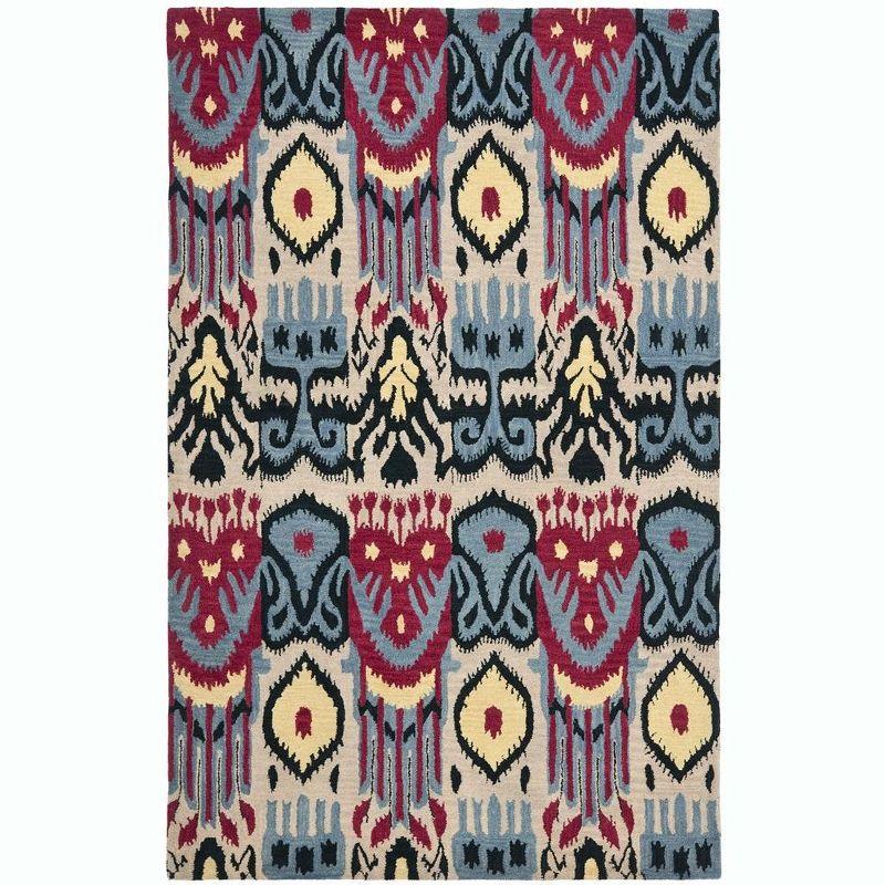 Ikat IKT466 Hand Tufted Area Rug - Beige/Blue - 6'x9' - Safavieh.