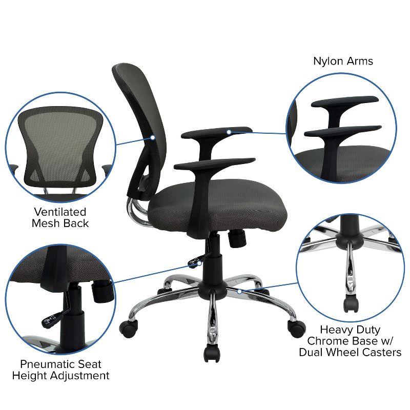Flash Furniture Mid-Back Mesh Swivel Task Office Chair with Chrome Base and Arms