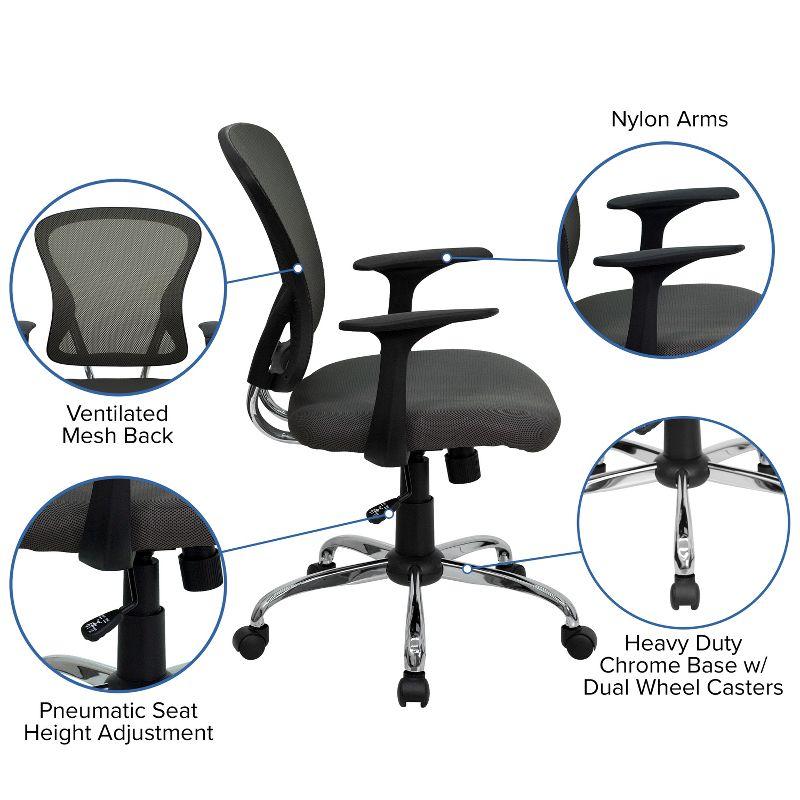 Modern Dark Gray Mesh Swivel Task Chair with Chrome Base