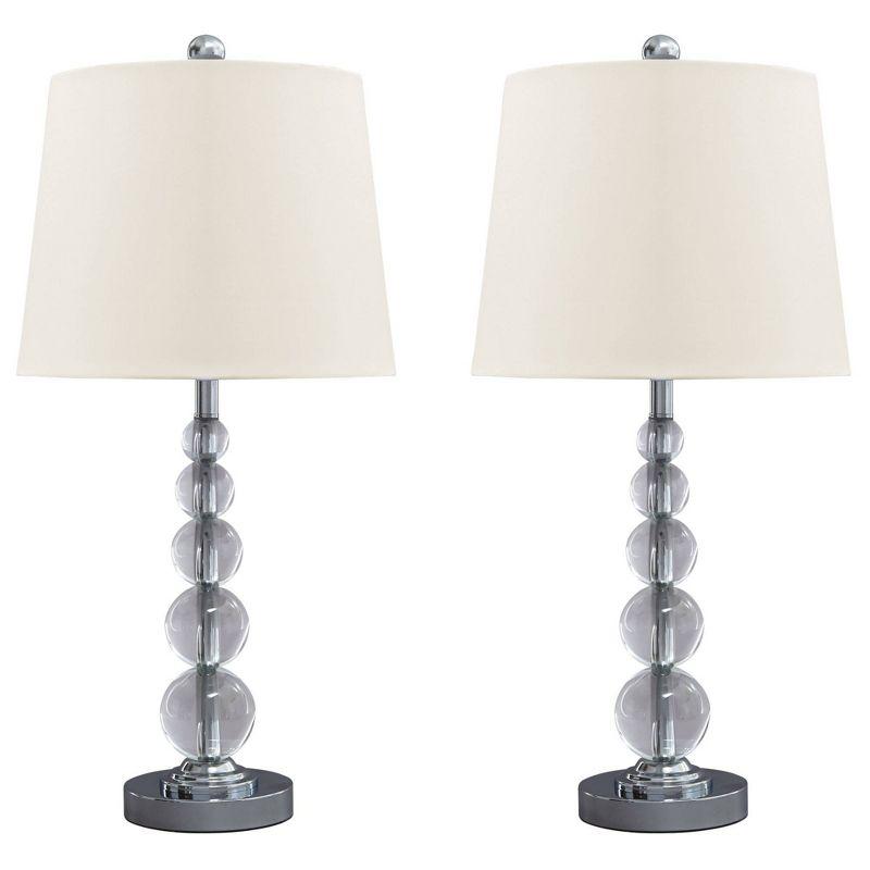 Set of 2 Joaquin Crystal Table Lamps Clear/Silver - Signature Design by Ashley: Chrome-Plated, UL Listed, Drum Shade