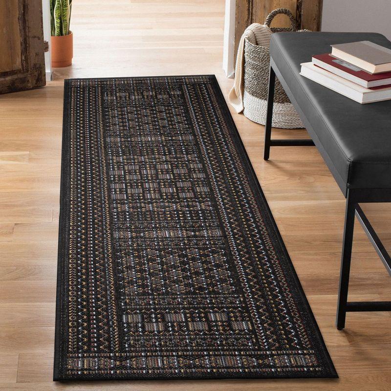 Liora Manne Avena Mosaic Stripe Indoor/Outdoor Rug Midnight 1'11" x 7'6"
