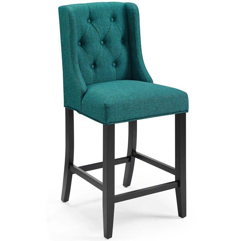 Teal Tufted Button Upholstered Wood Counter Stool