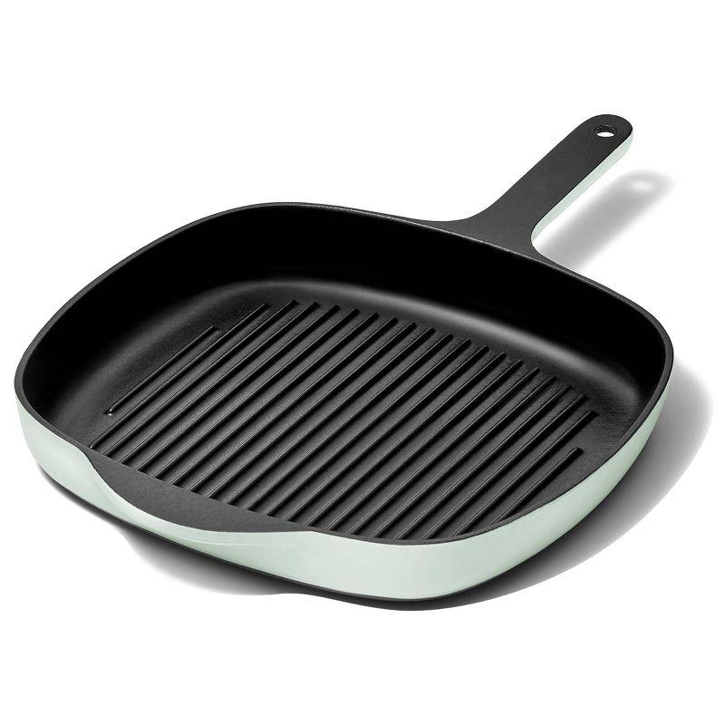 Caraway Home Enameled Cast Iron Grill Pan Light Mist
