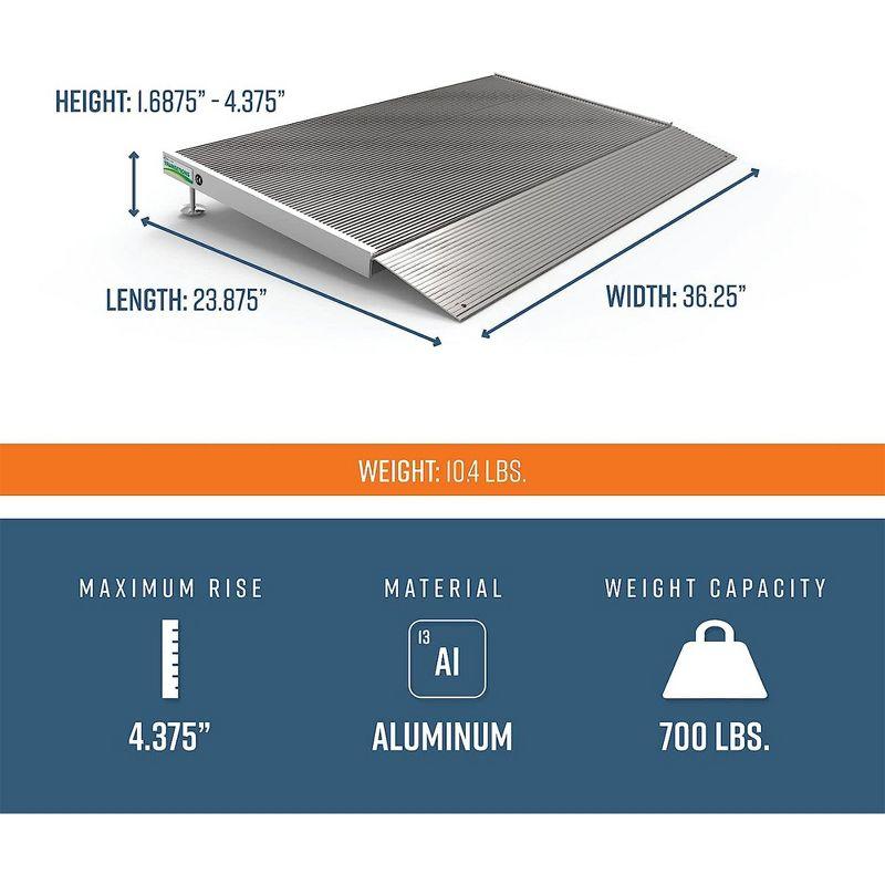 EZ-ACCESS TRANSITIONS 24 Inch Portable Self Supporting Aluminum Angled Entry Threshold Ramp Ideal for Uneven Surfaces or Single Step Rises