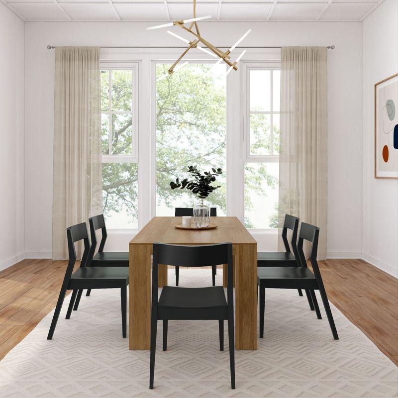 Plank+Beam 72" Modern Solid Wood Dining Table Set + 6 Chairs