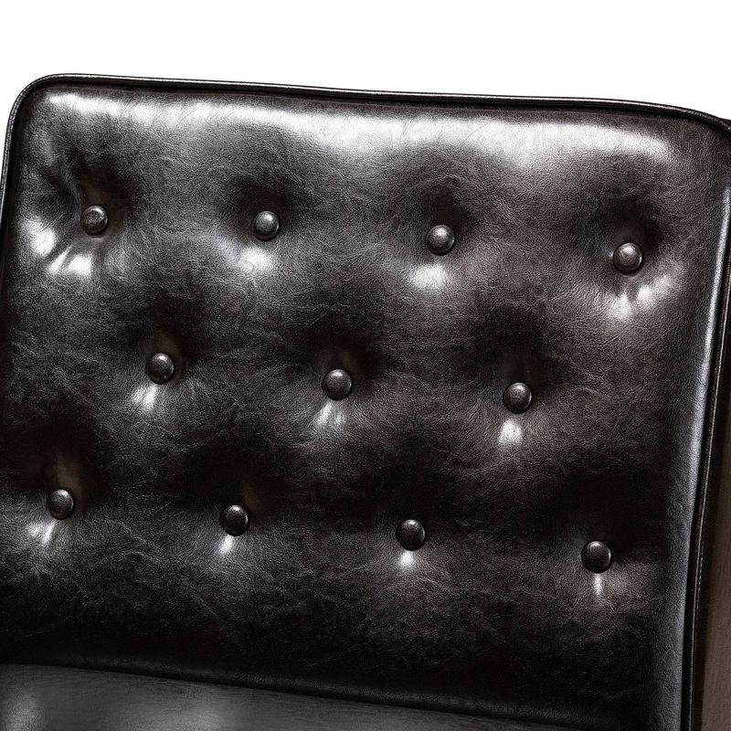Riordan Wood Dining Chair Dark Brown/Walnut Brown - Baxton Studio: Faux Leather Upholstery, Armless Design