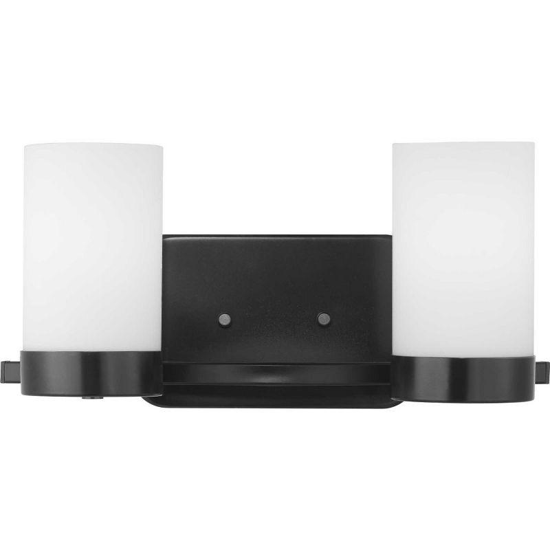 Progress Lighting Elevate 2-Light Bath in Brushed Bronze, Etched White Glass Shade, Steel Collection