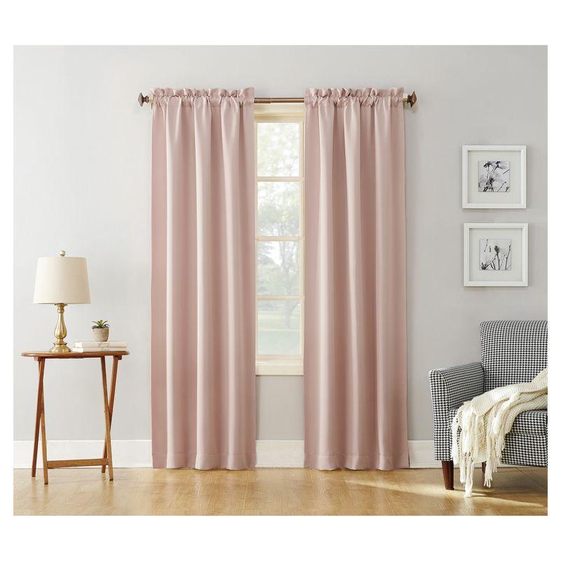 Blush Polyester Blackout Rod Pocket Curtain Panel