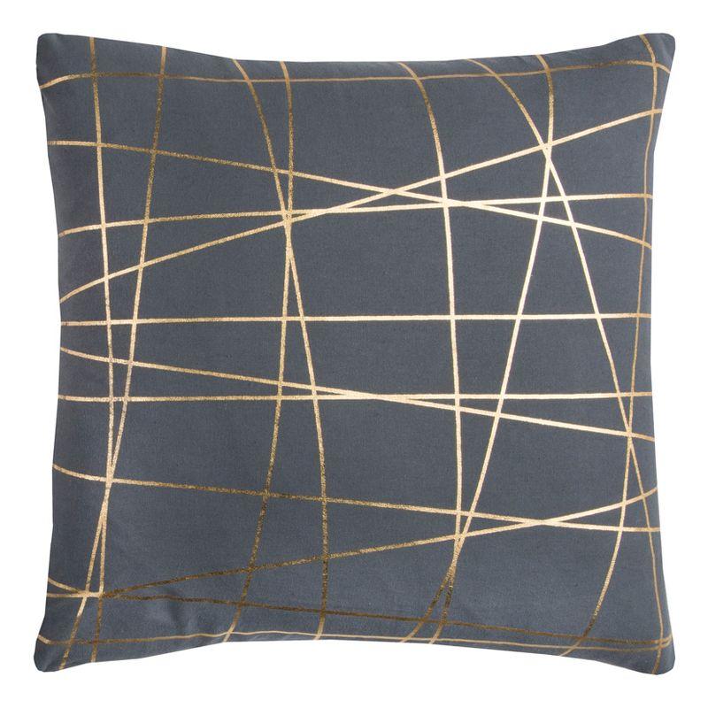 20" Gray and Gold Abstract Foil Print Throw Pillow