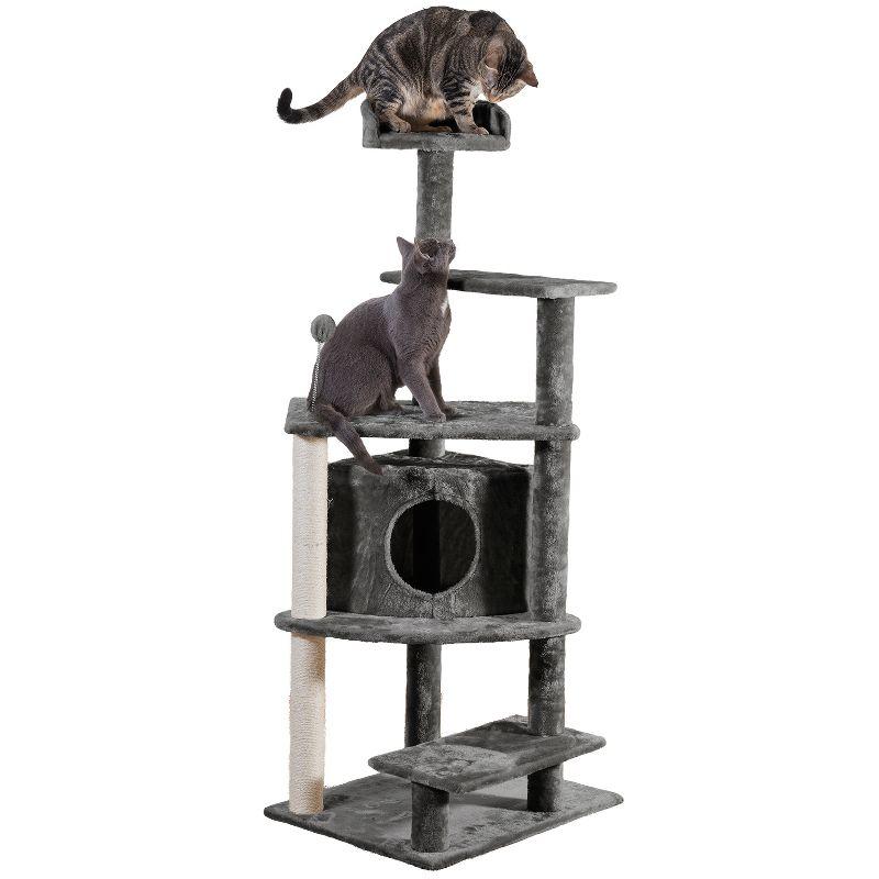 FurHaven Tiger Tough Platform House Playground - Gray, 60"