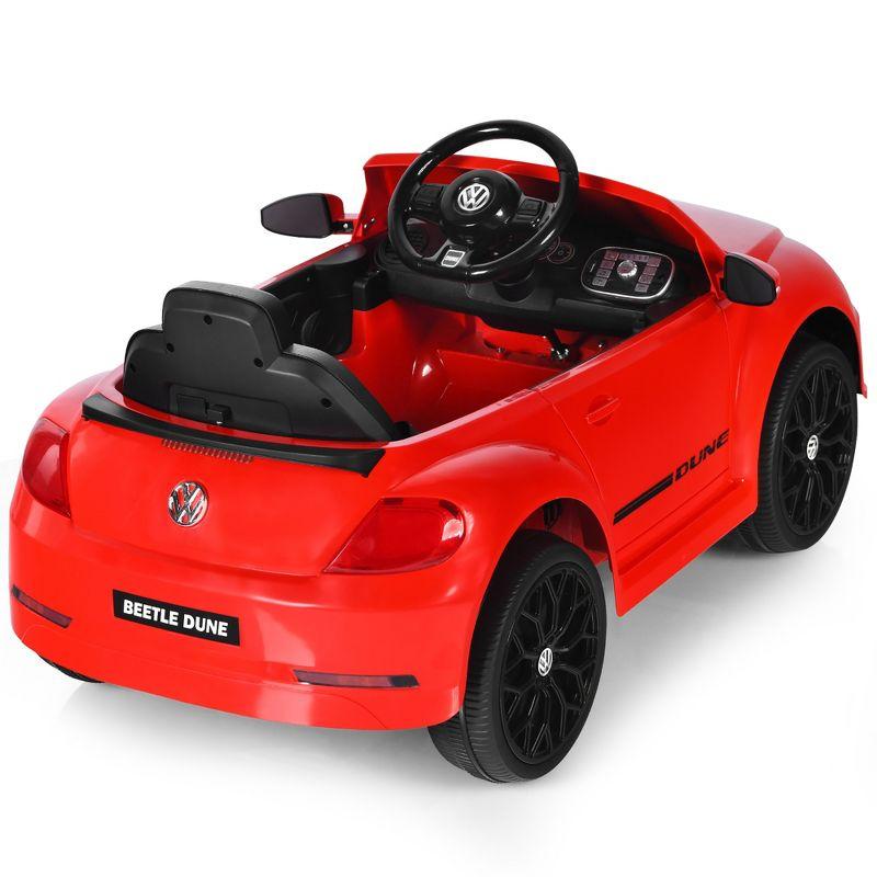 Costway 12V Kids Ride On Car Licensed Volkswagen Beetle with Remote Control & Music Red