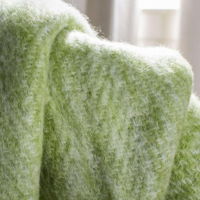 Contemporary Green Wool Throw Blanket 70" x 50"