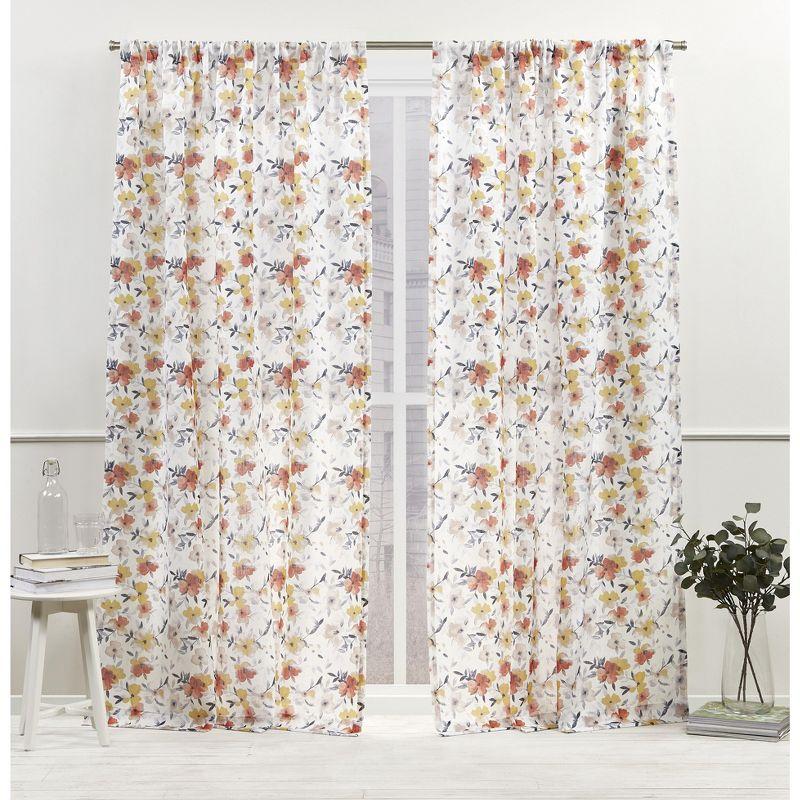 Nicole Miller Nicole Miller New York Hattie Light Filtering, Semi Sheer Rod Pocket Curtain Panels (Set of 2)