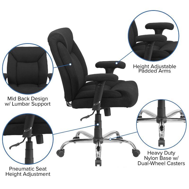 Black Fabric Ergonomic Swivel Office Chair with Adjustable Arms