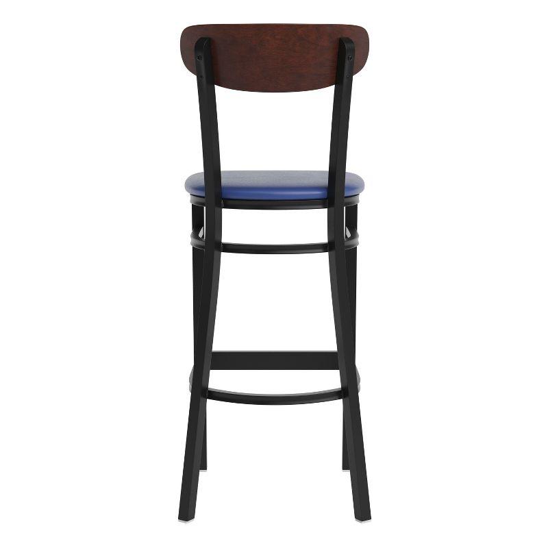 Flash Furniture Wright Commercial Grade Barstool with 500 LB. Capacity Steel Frame, Solid Wood Seat, and Boomerang Back